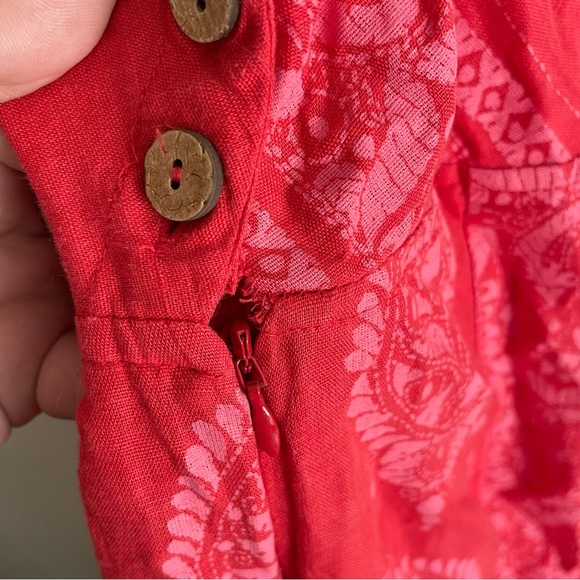 Free People Feel The Sun Bandana Patterned Jumpsuit Red Size 8 - Picture 6 of 12